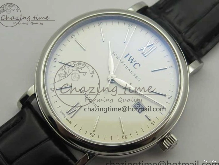 MIROTIME 0730 Portofino Automatic SS MKF 1:1 Best Edition White Dial On Black Leather Strap MIYOTA 9015 V Original 7204